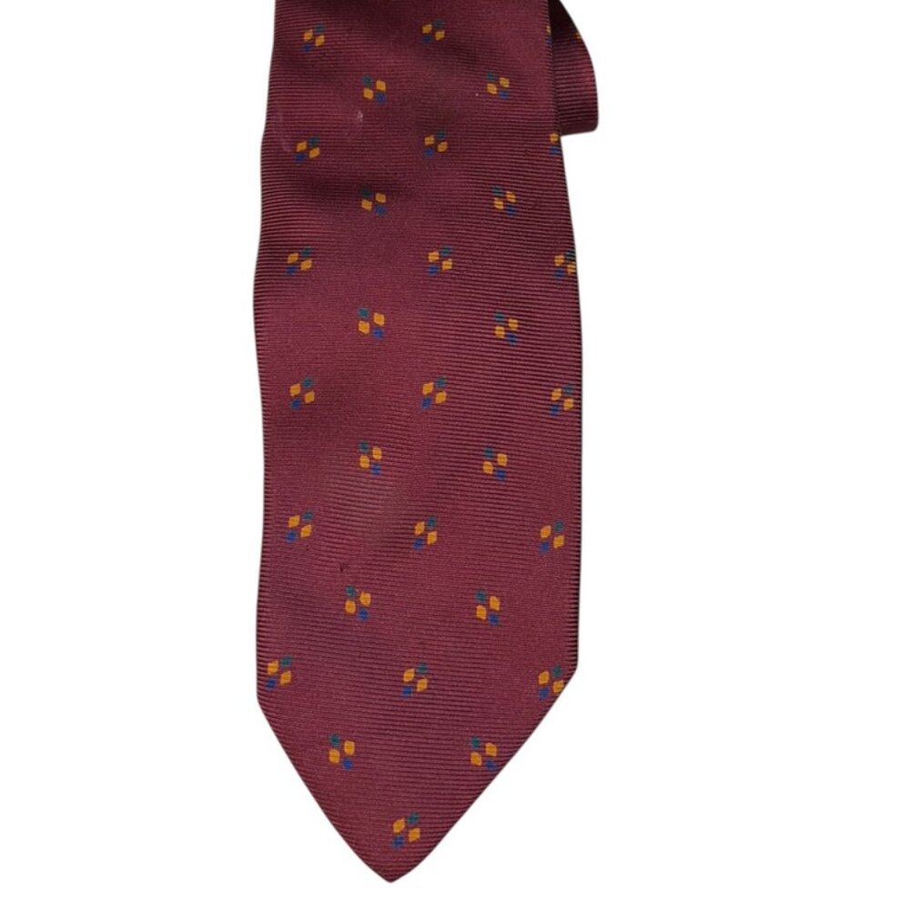 Paul Stuart burgundy gold blule graphic print mens tie